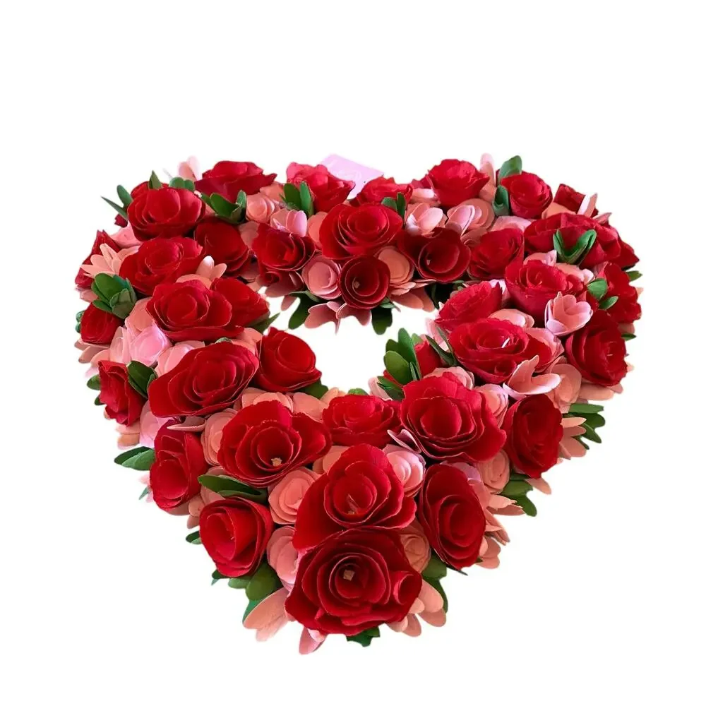 Martha Stewart Wood Curl Heart Wreath 20in Pink & Red Valentines Day Decor NEW